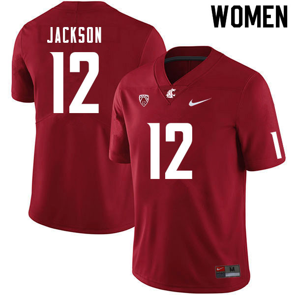 Women #12 Chris Jackson Washington State Cougars College Football Jerseys Sale-Crimson